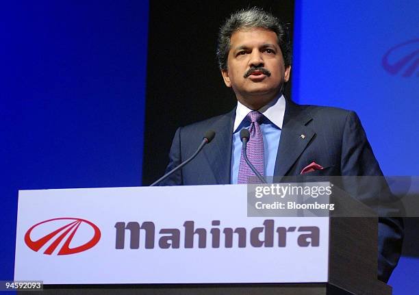 Mahindra & Mahindra Ltd. Managing Director Anand Mahindra speaks at a news conference in Boulogne-Billancourt near Paris, France, Thursday, November...