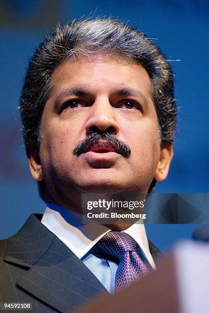 Mahindra & Mahindra Ltd. Managing Director Anand Mahindra speaks at a news conference in Boulogne-Billancourt near Paris, France, Thursday, November...