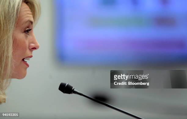 Former Central Intelligence Agency officer, Valerie Plame Wilson, testifies before the House Oversight and Government Reform Committee on Capitol...