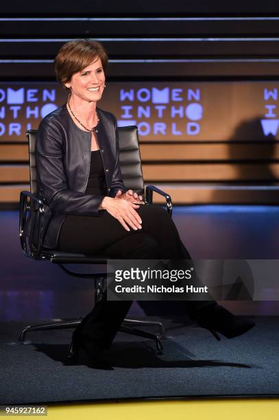Sally Yates speaks on stage at the 2018 Women In The World Summit at Lincoln Center on April 13, 2018 in New York City.