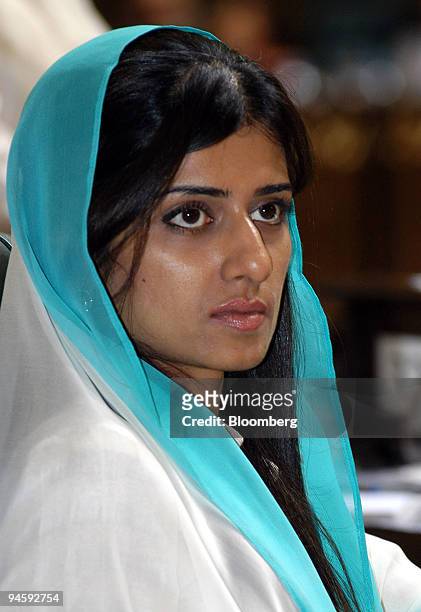 Hina Rabbani Khar, Pakistan State Economic Minister, listens during the concluding session of the 2nd World Islamic Economic Forum, WIEF, in...