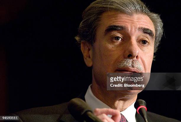 Secretary of Commerce Carlos Gutierrez addresses the Afghan-American Chamber of Commerce, , during a conference designed to highlight and facilitate...