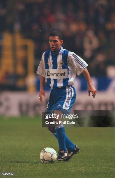 Djalminha of Deportivo La Coruna in action during the UEFA Champions League Group B match against AC Milan played at the Estadio Riazor, in Coruna,...
