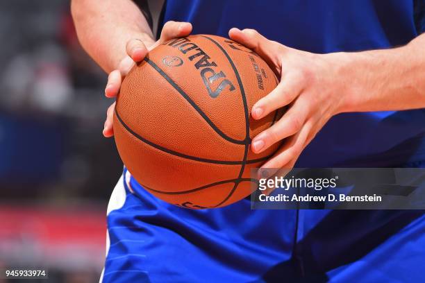 Close-up shot of Boban Marjanovic of the LA Clippers as he shoots the ball against the Denver Nuggets on April 7, 2018 at STAPLES Center in Los...