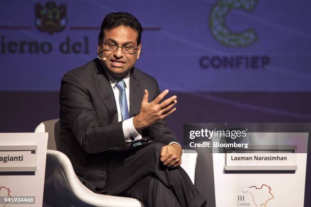 Laxman Narasimhan, chief executive officer of Latin America at PepsiCo Inc., speaks during the CEO Summit of the Americas in Lima, Peru, on Friday,...