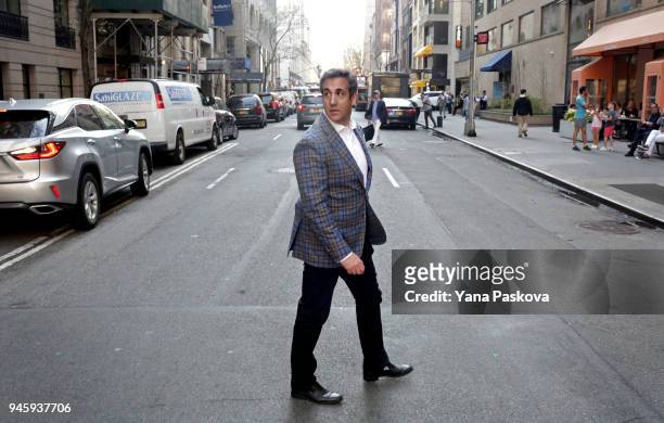 Michael Cohen, U.S. President Donald Trump's personal attorney, crosses E. 61st St. Near the Loews Regency hotel on Park Ave on April 13, 2018 in New...