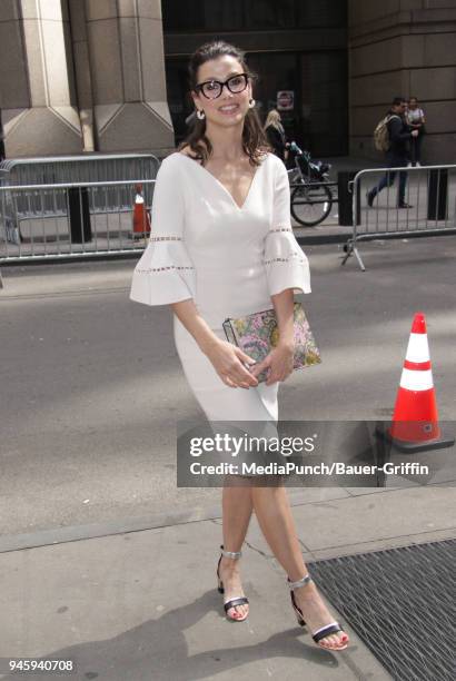 Bridget Moynahan is seen on April 13, 2018 in New York City.