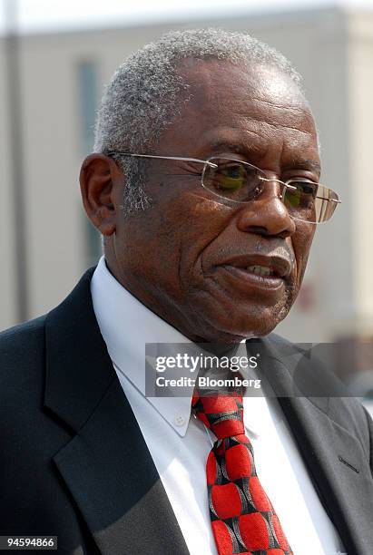 Fred Gray, attorney for Richard Scrushy, speaks to reporters outside the Federal courthouse in Montgomery, Alabama on Thursday, June 22, 2006. The...