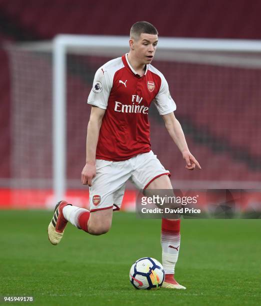 Charlie Gilmour of Arsenal during the match between Arsenal U23 and Swansea U23 at Emirates Stadium on April 13, 2018 in London, England.