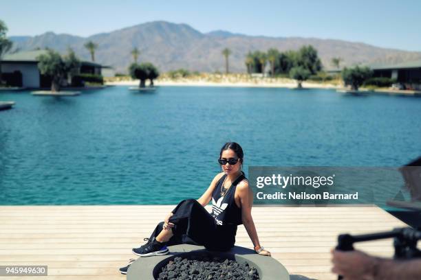 Lauren Abedini attends adidas Originals #TLKS Back of House at Zenyara Luxury Villas on April 13, 2018 in Palm Springs, California.