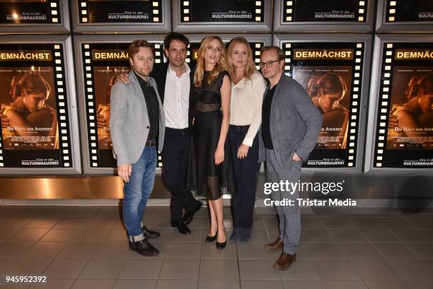 Oliver Mommsen, Adrian Topol, Isabel Thierauch, Judith Hoersch and Marco Hofschneider during the premiere 'Die Haut der Anderen' at Kino in der...