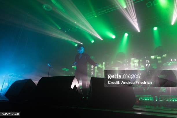 Project Pitchfork perform live on stage during a concert at Huxleys Neue Welt on April 13, 2018 in Berlin, Germany.