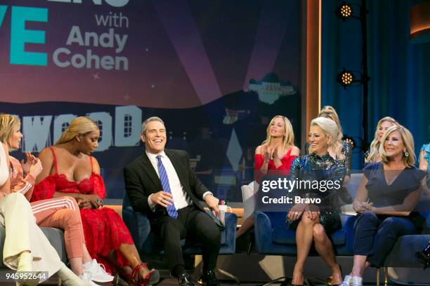 Episode 15066 -- Pictured: Carole Radziwill, NeNe Leakes, Andy Cohen, Camille Grammer, Dorinda Medley, Adrienne Maloof, Vicki Gunvalson --