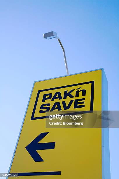 Pak 'n Save store sign, one of the brand names belonging to New Zealand's largest supermarket chain Foodstuffs, is seen in Auckland, New Zealand on...