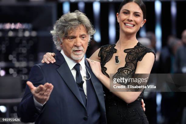 Pinuccio Pirazzoli and Ludovica Caramis attend 'La Corrida' tv show on April 13, 2018 in Rome, Italy.