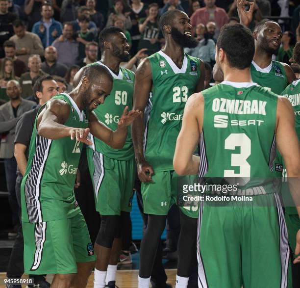 Will Cummings, #12 of Darussafaka Istanbul celebrates after the 7DAYS EuroCup Basketball Finals game two between Darussafaka Istanbul v Lokomotiv...