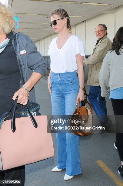 January Jones is seen on April 13, 2018 in Los Angeles, California.