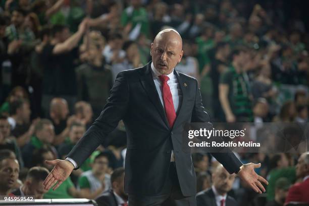 Sasa Obradovic, Head Coach of Lokomotiv Kuban Krasnodar in action during the 7DAYS EuroCup Basketball Finals game two between Darussafaka Istanbul v...