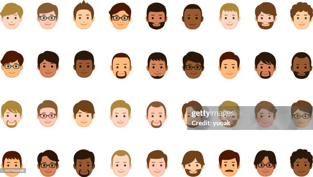 Ícones de rostos masculinos