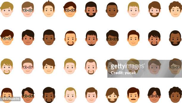 male faces icons - males stock illustrations