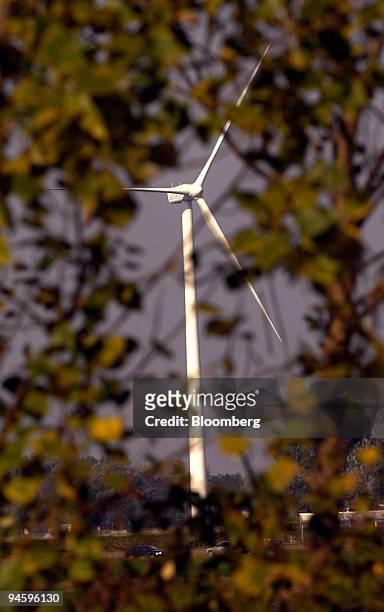 Wind powered electricity generator stands near Terneuzen, The Netherlands on Wednesday, Oct. 10, 2007. Wind power is attractive because it can be...