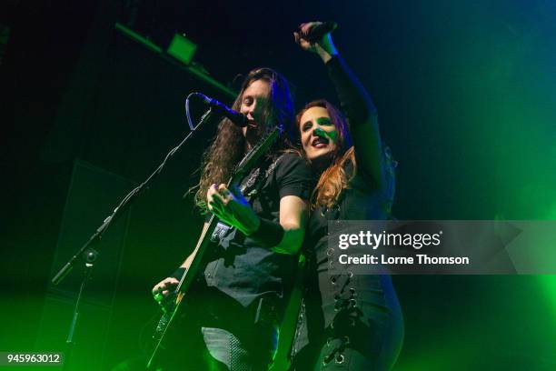 Mark Jansen and Simone Simons of Epica perform at The Forum on April 13, 2018 in London, England.