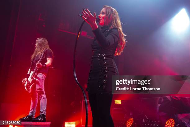 Simone Simons of Epica performs at The Forum on April 13, 2018 in London, England.