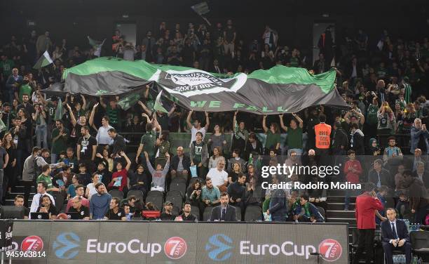 Darussafaka Istanbul supporters in action during the 7DAYS EuroCup Basketball Finals game two between Darussafaka Istanbul v Lokomotiv Kuban...