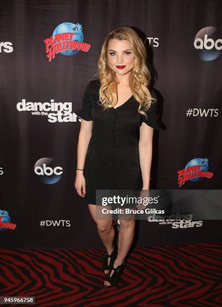 Andrea Boehlke poses as the "Dancing with the Stars: Athletes Season 26" cast visits Planet Hollywood Times Square on April 13, 2018 in New York City.