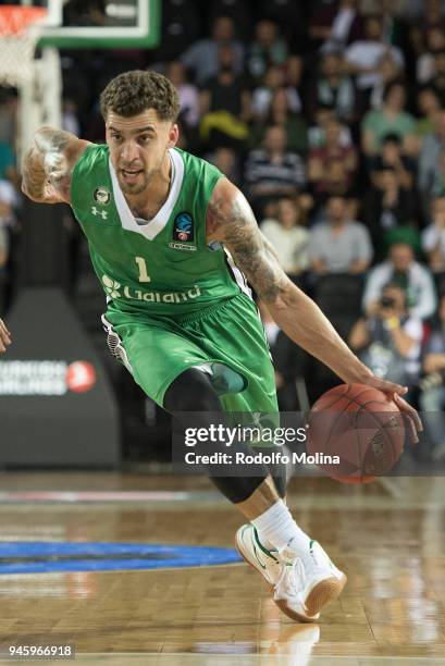 Scottie Wilbekin, #1 of Darussafaka Istanbul competes in action during the 7DAYS EuroCup Basketball Finals game two between Darussafaka Istanbul v...