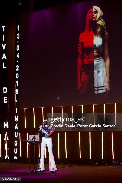 Brisa Fenoy performs during the Opening Day Gala of the Malaga Film Festival 2018 on April 13, 2018 in Malaga, Spain.