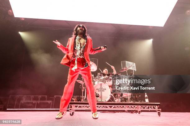 Jared Leto and Shannon Leto of 30 Seconds To Mars perform in concert at Sant Jordi Club on April 13, 2018 in Barcelona, Spain.