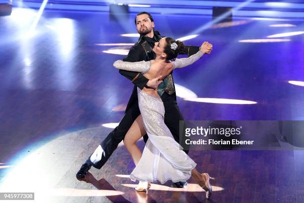 Jimi Blue Ochsenknecht and Renata Lusin perform on stage during the 4th show of the 11th season of the television competition 'Let's Dance' on April...