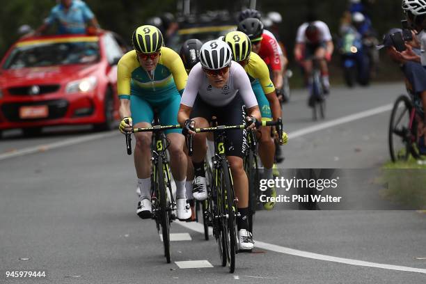 Georgia Williams of New Zealand competes during the Road Race on day 10 of the Gold Coast 2018 Commonwealth Games at Currumbin Beachfront on April...