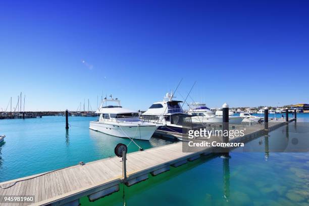 yacht harbour, geraldton, western australia - moored stock pictures, royalty-free photos & images