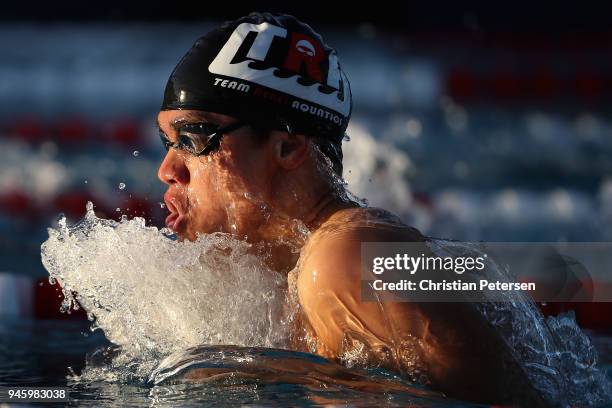 Tama Tuitama competes in the Mens 200 LC Meter IM B final during day two of the TYR Pro Swim Series at the Skyline Aquatic Center on April 13, 2018...