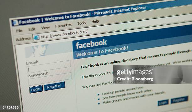 The home pages of facebook.com is arranged for a photograph on a computer screen in New York, Thursday, September 7, 2006.