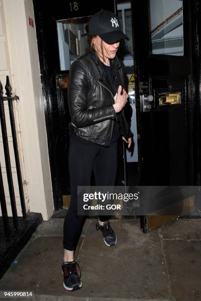 Suranne Jones leaving the Theatre Royal Haymarket on April 13, 2018 in London, England.