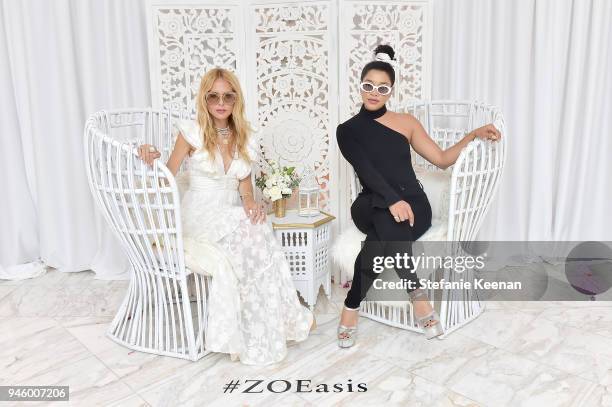 Racehl Zoe and Hannah Bronfman attend ZOEasis 2018 at Parker Palm Springs on April 13, 2018 in Palm Springs, California.
