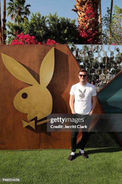 Playboy's Chief Creative Officer Cooper Hefner Attends Magic Hour at Playboy Social Club on April 13, 2018 in Palm Springs, California.