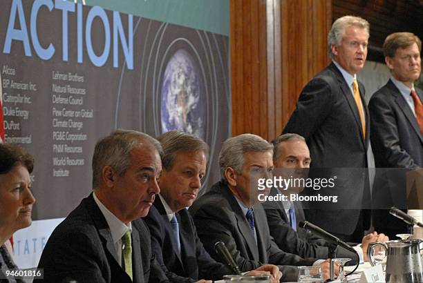 Group of executives from major U.S. Based businesses gather for a news conference in Washington, D.C. On global warming, Jan. 22, 2007. Appearing...