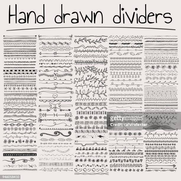 hand drawn dividers - in a row stock illustrations