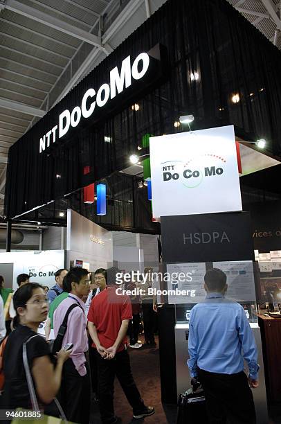 The NTT DoCoMo booth is pictured at the CommunicAsia 2006 event in Singapore on Thursday, June 22, 2006.