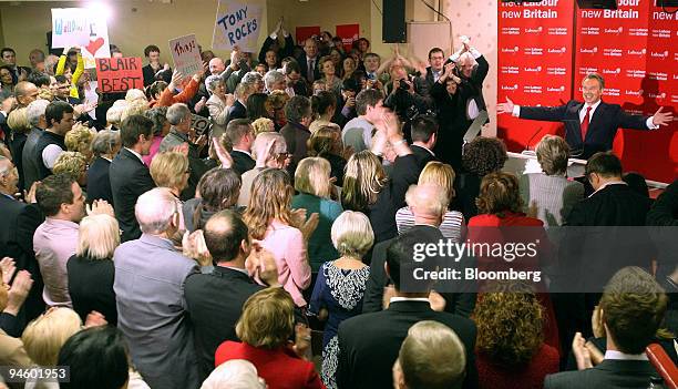 Prime Minister, Tony Blair thanks his supporters at the Trimdon Labour Club, in Sedgefield, U.K., Thursday, May 10, 2007. Blair said he will step...