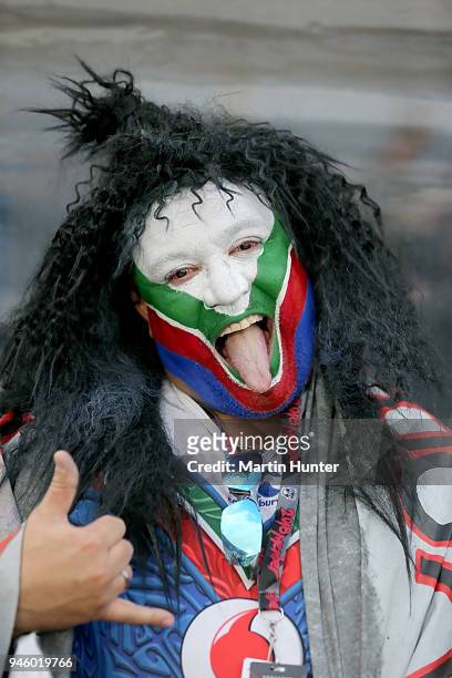 Warriors fans show their support during the round six NRL match between the New Zealand Warriors and the Brisbane Broncos at Mt Smart Stadium on...