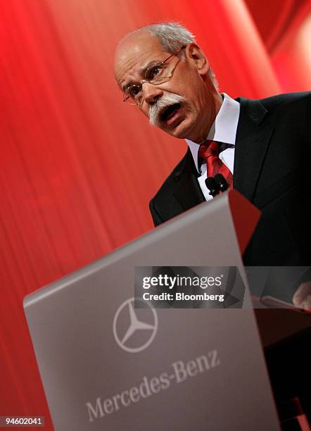 Deiter Zetsche, chief executive officer of Daimler AG, speaks during the debut of the Mercedes-Benz Vision GLK at the Museum of Contemporary Art in...