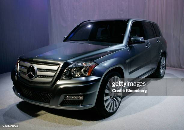 The Mercedes-Benz Vision GLK sits on display following its debut during an event at the Museum of Contemporary Art in Detroit, Michigan, U.S., on...