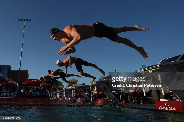Ryan Murphy competes in the Mens 100 LC Meter Freestyle A final during day two of the TYR Pro Swim Series at the Skyline Aquatic Center on April 13,...