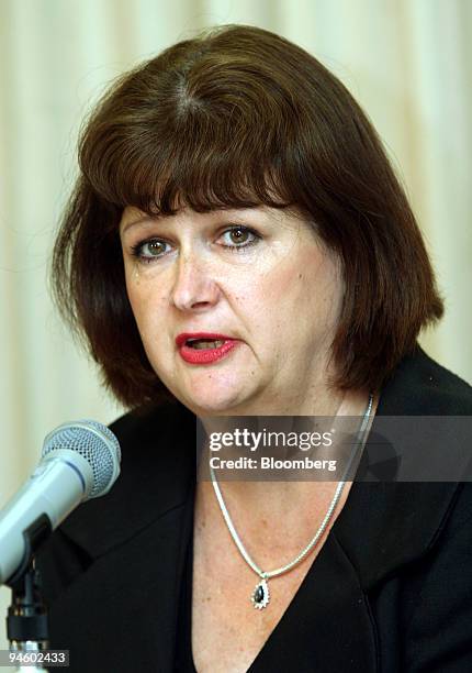 Julia Hawker, mother of murdered teacher Lindsay, speaks to the media during a news conference at the British Embassy in Tokyo, Japan, on Friday,...