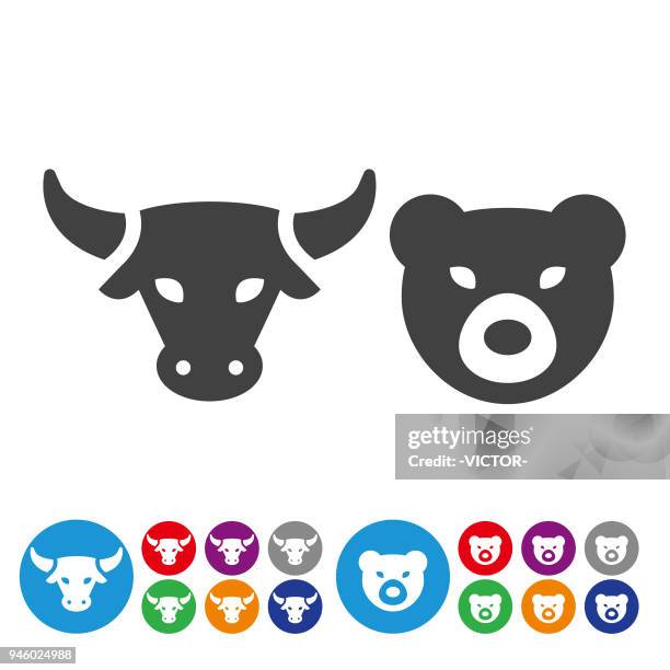 aktienmarkt symbole - grafik icon serie - blue bear stock-grafiken, -clipart, -cartoons und -symbole